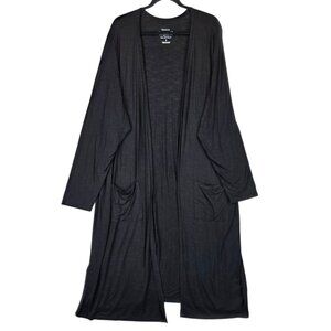 Torrid Duster Womens 3X Black Super Soft Slub Long Sleeve Open Cardigan Pockets